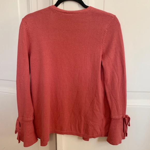 Loft NWT SP coral cardigan sweater w/ Bell Sleeves - Picture 7 of 7